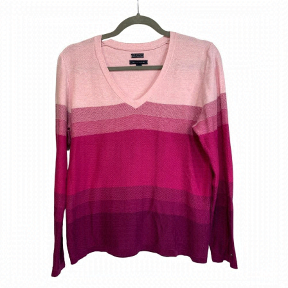 𝅺TOMMY Hilfiger Pink Gradient Pima Cotton Sweater